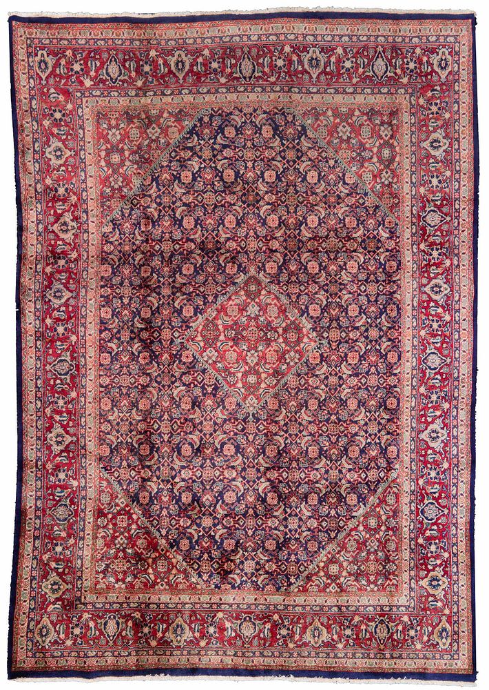 Appraisal: Persian Carpet th century central diamond medallion with serrated edge