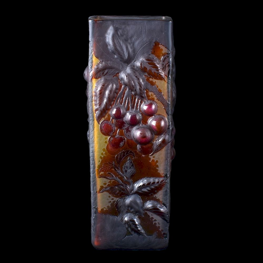 Appraisal: Galle Vase After Galle Art Nouveau Cameo Glass Square Vase