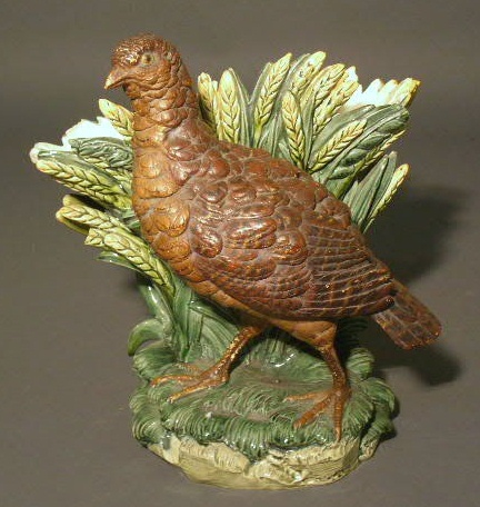 Appraisal: English majolica quail vase late th c h x w