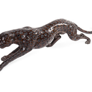 Appraisal: An Art Deco Style Bronze Stalking Cheetah Height x length