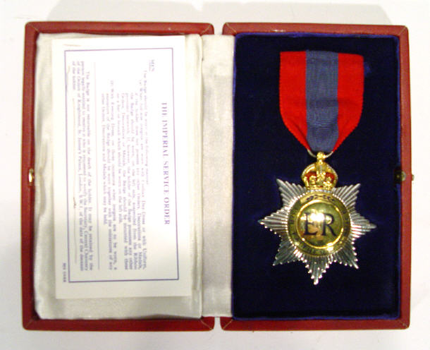 Appraisal: Cased Imperial Service Order medal with enamel decoration and certificate