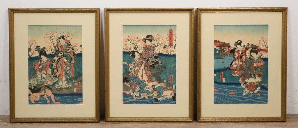 Appraisal: Utagawa Kunisada Tokoyuni III Japanese - triptych Japanese woodblock print