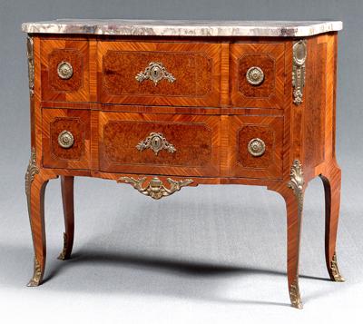 Appraisal: Louis XV style marble top commode green amethyst and white