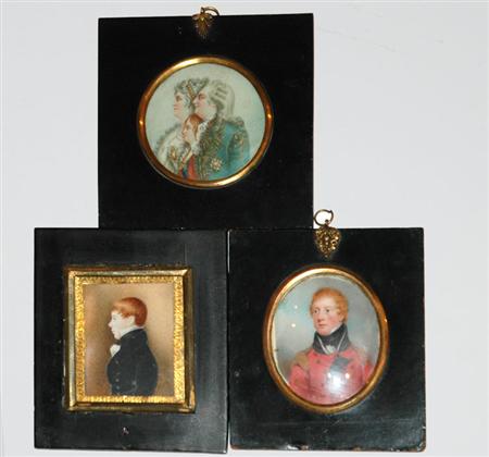 Appraisal: Group of Three Portrait Miniatures Estimate -