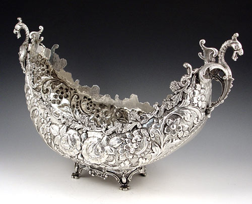 Appraisal: LARGE FOOTED CHASED SILVER CENTER BOWL Chased and repousse with