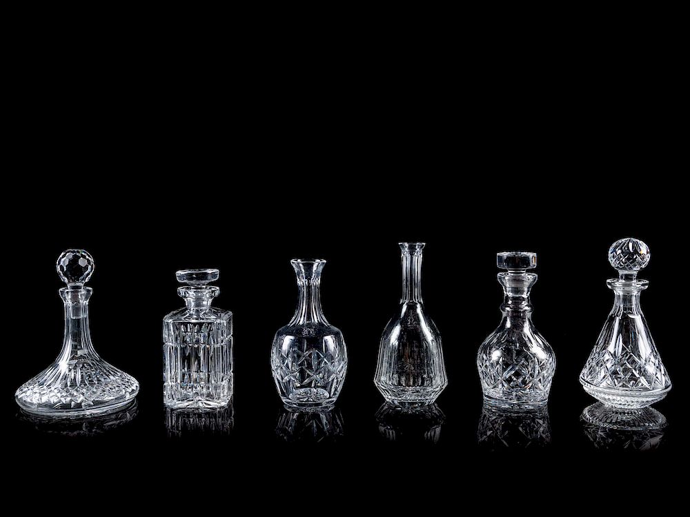 Appraisal: A Group of Six Waterford Decanters Height of t A