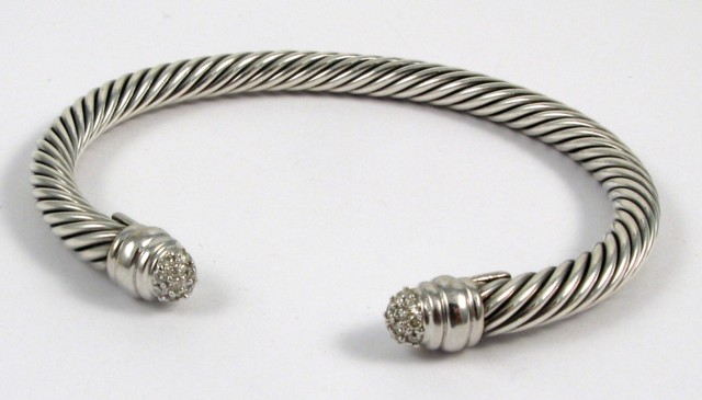 Appraisal: DAVID YURMAN CABLE CUFF BRACELET silver and k white gold