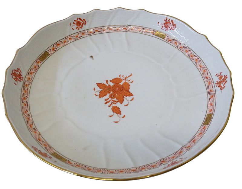 Appraisal: Herend Chinese Bouquet Rust Porcelain Dish Herend Chinese Bouquet Rust