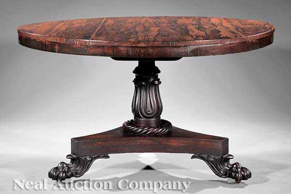 Appraisal: A Regency Carved Rosewood Center Table early th c circular