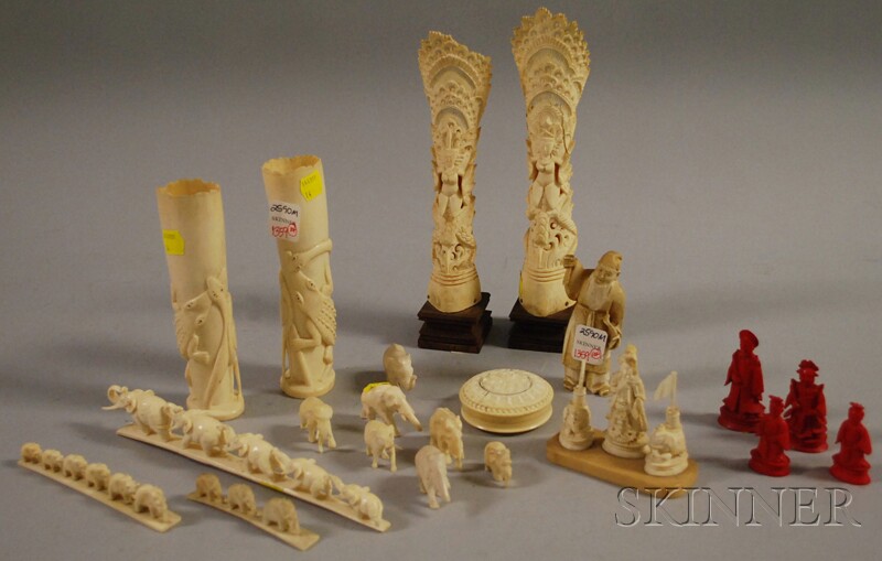 Appraisal: Group of Assorted Asian Ivory and Bone Carvings including a