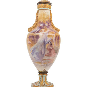 Appraisal: A French Painted and Parcel Gilt Porcelain Urn th Century