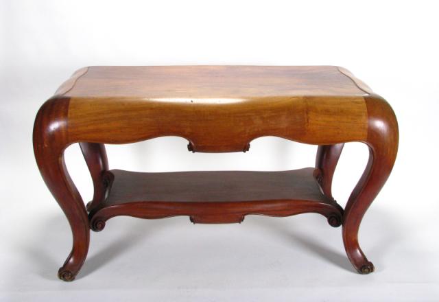 Appraisal: Unique Antique European Library Table curved and scroll carved design