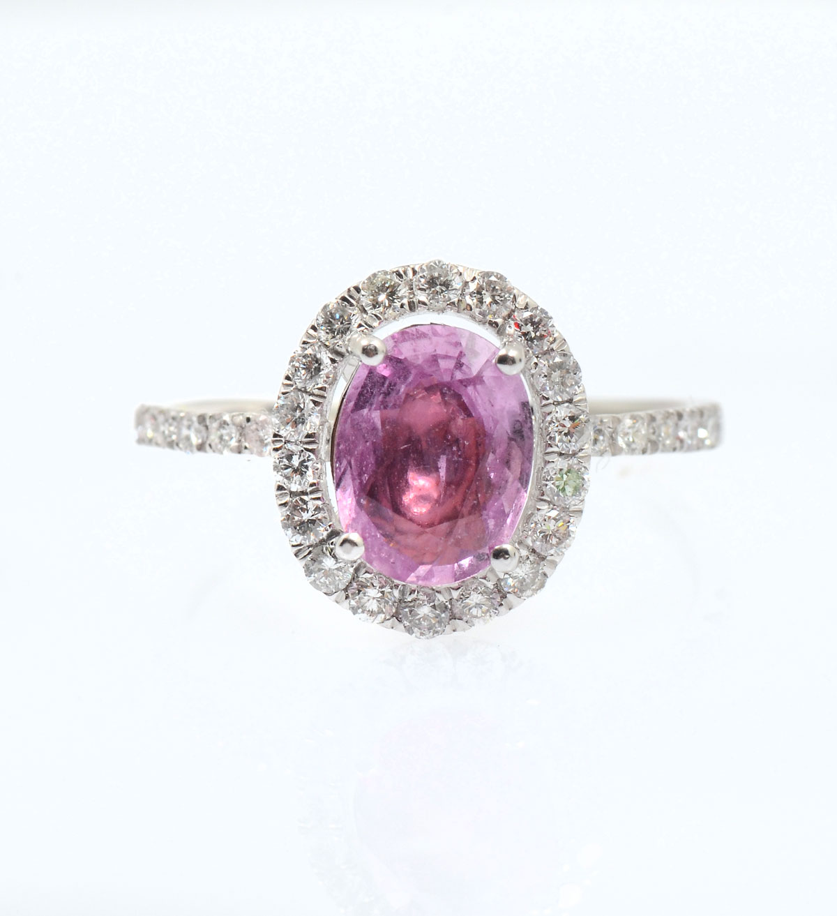 Appraisal: PLATINUM PINK SAPPHIRE RING WITH DIAMONDS CT pink sapphire is