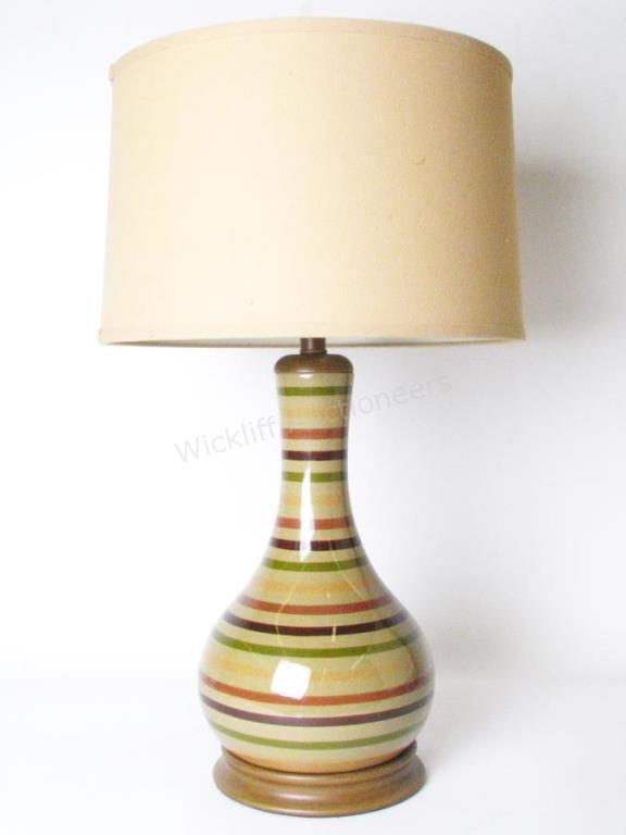 Appraisal: A porcelain table lamp by Cypress Point wood base three-stripe