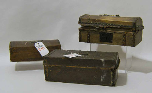 Appraisal: Three hide covered boxes th c