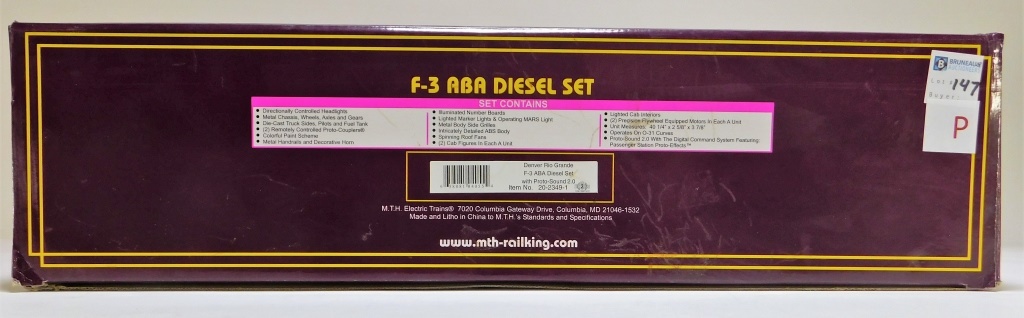 Appraisal: MTH DENVER RIO GRANDE F ABA DIESEL ENGINE TRAIN Item