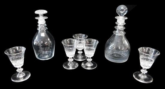 Appraisal: th C partial glass service seven pieces two decanters with