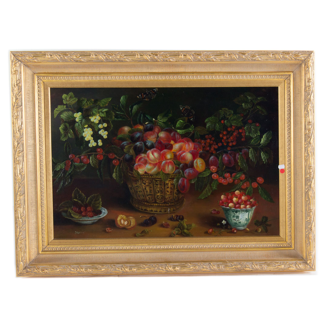 Appraisal: J Allison Still Life with Flowers oil on canvas signed