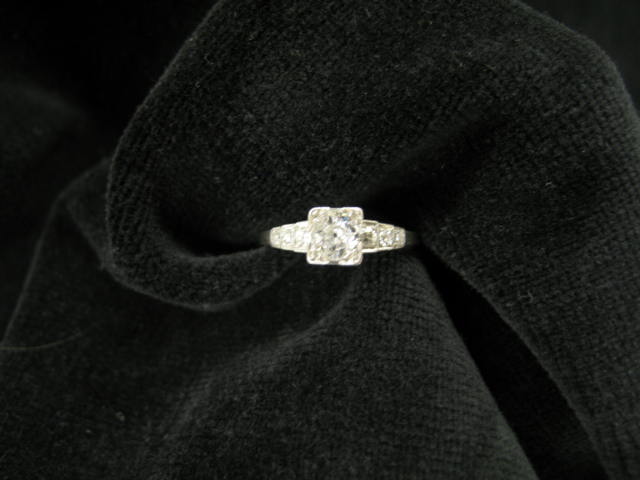 Appraisal: Diamond Platinum Ring carat center stone VS- J with diamonds