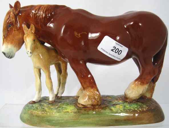 Appraisal: Royal Doulton Model of Chestnut Shire And Foal On Base