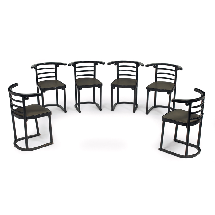 Appraisal: Josef Hoffmann Fledermaus chairs set of six designed for the