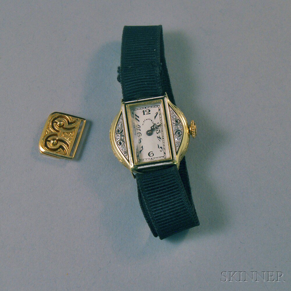 Appraisal: Tiffany Co kt Gold Enamel and Diamond Lady's Wristwatch the