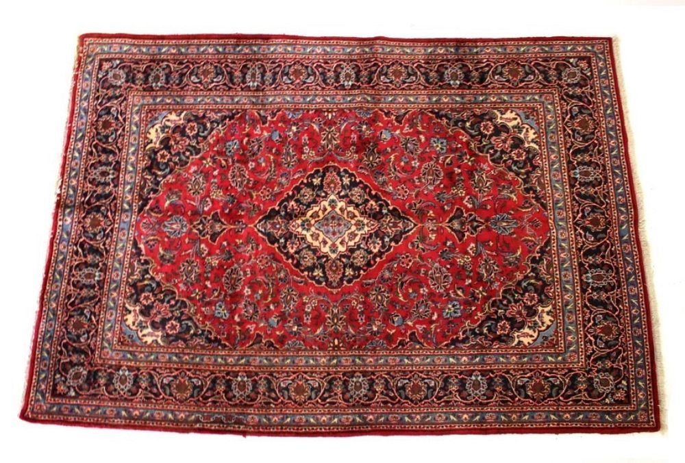 Appraisal: 's Kashan Persian Hand Knotted Wool Area Rug Included in