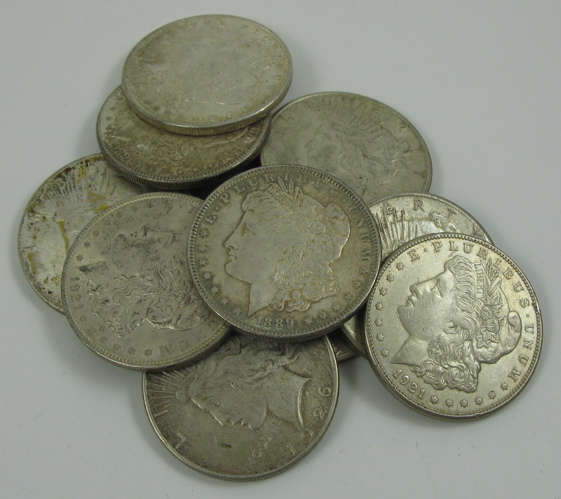 Appraisal: ELEVEN U S SILVER DOLLARS five Morgan types -P -P