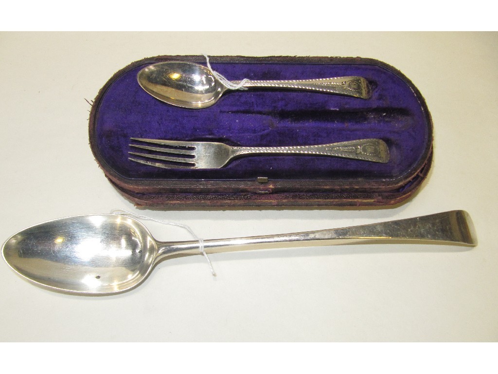 Appraisal: Lot comprising Georgian silver serving spoon London and a part