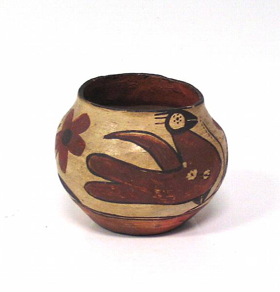 Appraisal: An Acoma polychrome miniature bird jar height in diameter in