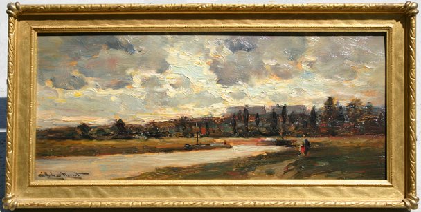 Appraisal: HUNT Edmund Aubrey American - Landscape with Figures Oil Board