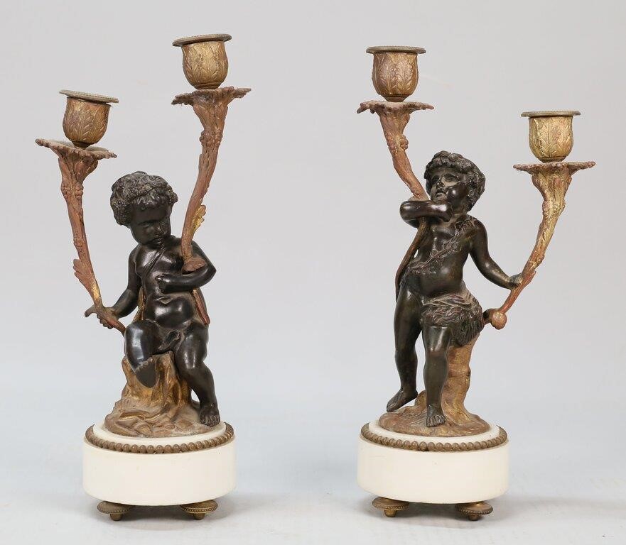 Appraisal: Near pair of Louis XVI style figural candelabra th century