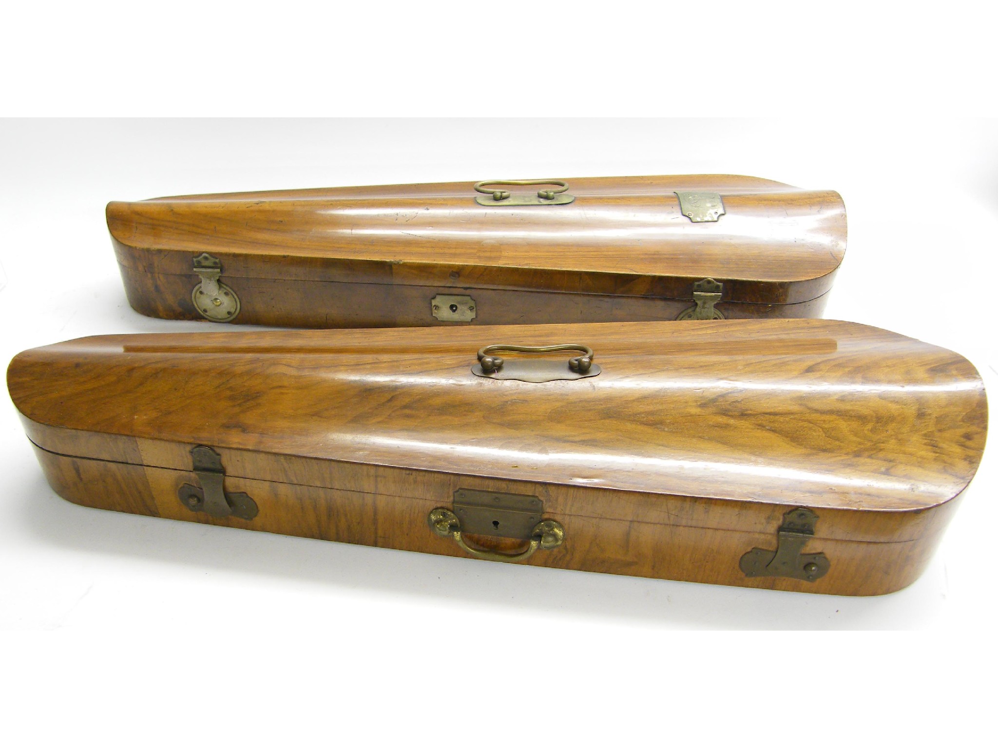 Appraisal: Two antique wooden violin cases