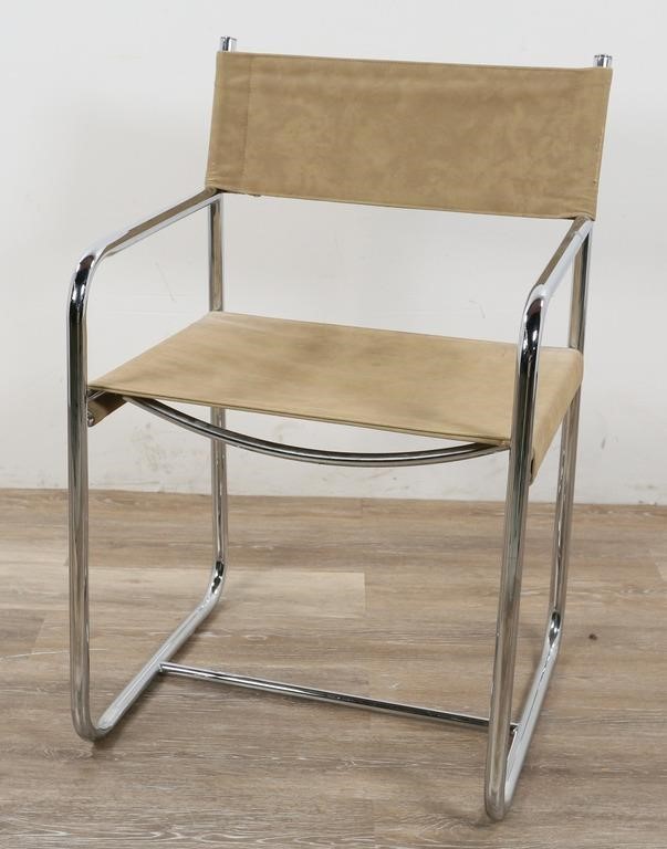 Appraisal: Canvas side chair in the manner of Marcel Breuer Mid