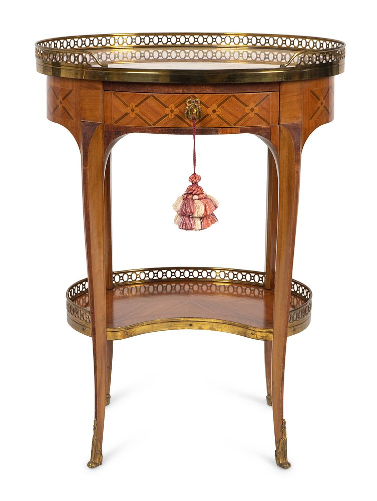 Appraisal: A Louis XV Style Gilt-Bronze-Mounted Marquetry Table en Chiffoniere Height