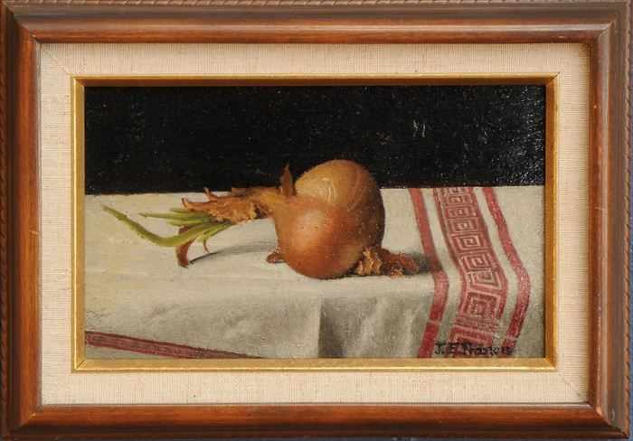 Appraisal: JOHN F FRANCIS - STILL LIFE WITH ONION ON TABLECLOTH