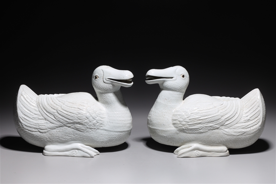 Appraisal: Pair of Chinese white glazed porcelain ducks each with seal