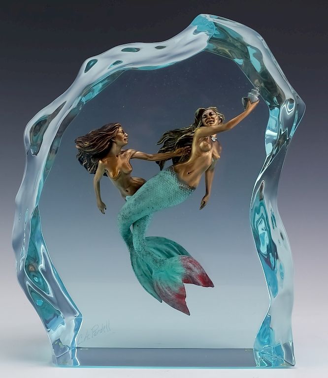 Appraisal: Chris Pardell Figural Mermaids LE Art Sculpture Signed and numbered