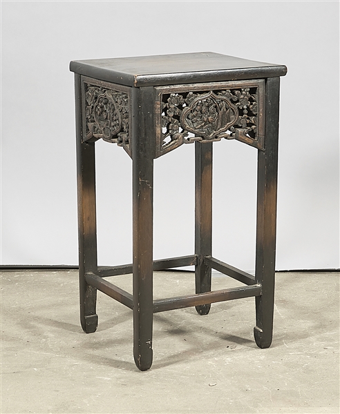 Appraisal: Small Chinese hard wood side table with carved openwork design