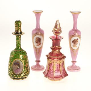 Appraisal: Bohemian glass vases and scent bottles Bohemian glass vases and