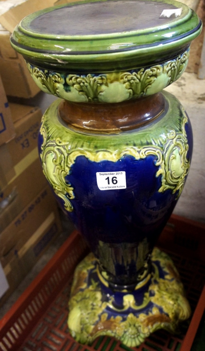 Appraisal: th Century Majolica Jardinere Stand height cm