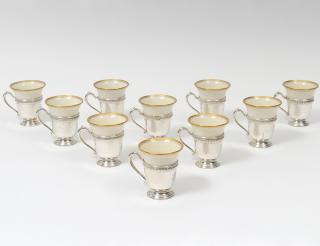 Appraisal: SET OF TEN STERLING SILVER DEMITASSE CUP HOLDERS American Maker