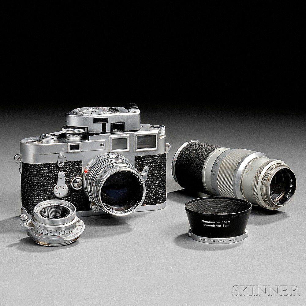 Appraisal: Leica M Double Stroke with Three Lenses Germany c No