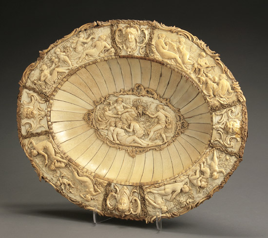 Appraisal: German Ivory Oval Charger Third Quarter th Century The center