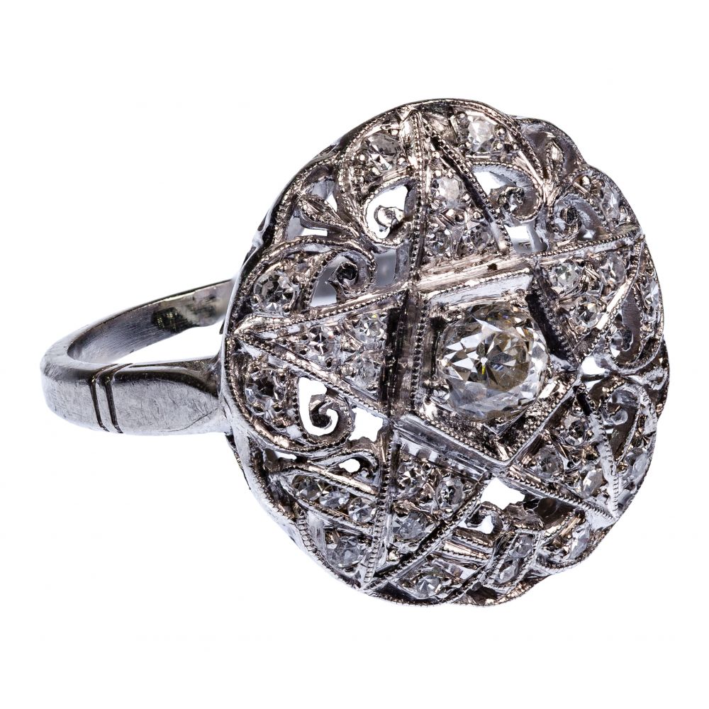 Appraisal: PLATINUM AND DIAMOND MASONIC EASTERN STAR RINGHaving a round cut