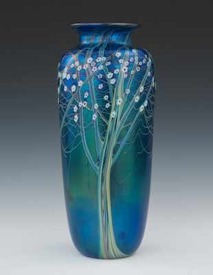 Appraisal: An Orient Flume Iridescent Glass Vase A Hawthorne art glass