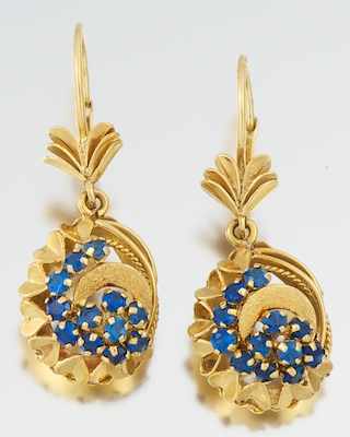 Appraisal: A Pair of k Gold and Spinel Cluster Earrings k