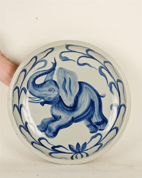 Appraisal: Knabstrup Danish Art Pottery Bowl with elephant Signed under glaze