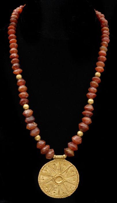 Appraisal: PERSIAN-STYLE STONE BEAD AND PENDANT NECKLACE in Provenance Property from