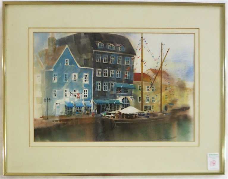 Appraisal: LOUIS ARTHUR MAZZETTI WATERCOLOR ON PAPER California - Canal Copenhagen